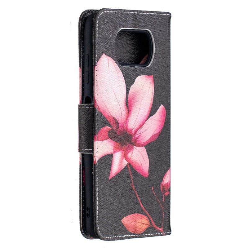 Leren Hoesje Xiaomi Poco X3 Telefoonhoesje Roze Bloem