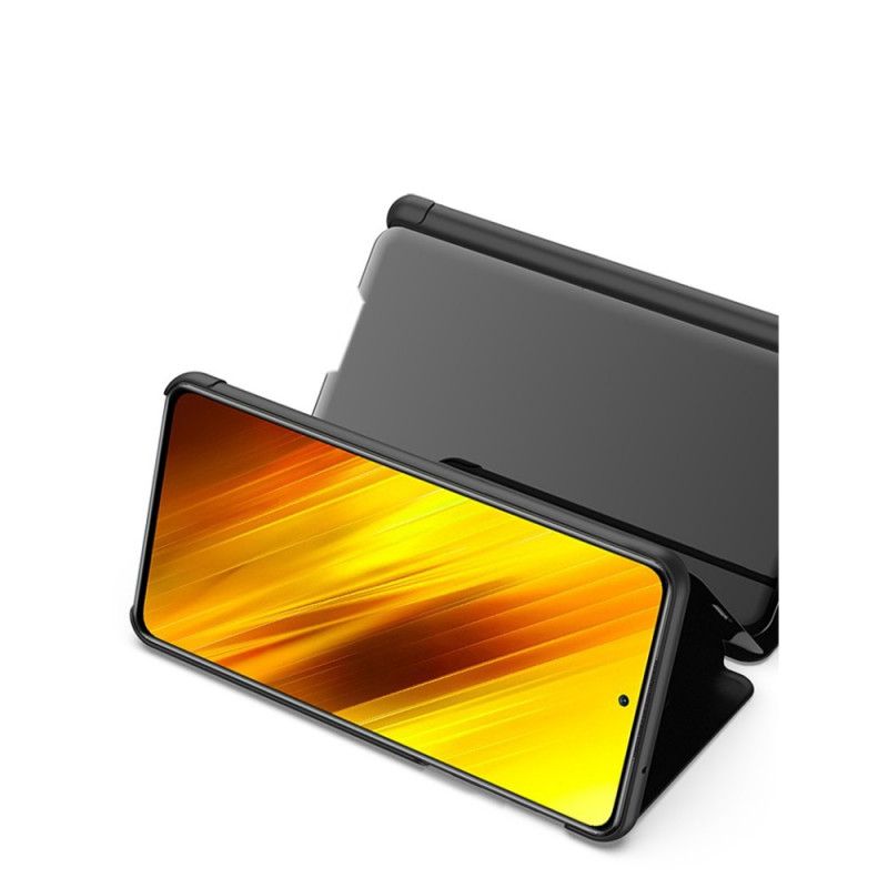 Zichtafdekking Xiaomi Poco X3 Donkerblauw Zwart Spiegel En Kunstleer