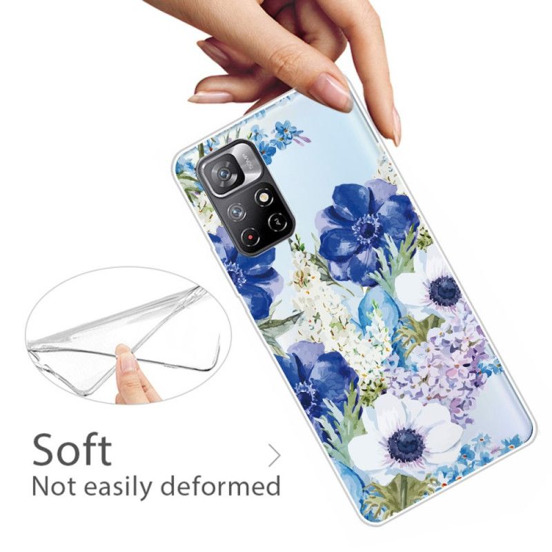 Case Hoesje Xiaomi Redmi Note 11 / Poco M4 Pro 5g Telefoonhoesje Blauwe Bloemen Aquarel