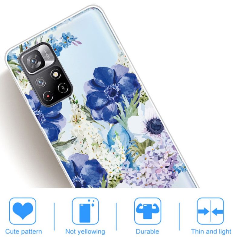 Case Hoesje Xiaomi Redmi Note 11 / Poco M4 Pro 5g Telefoonhoesje Blauwe Bloemen Aquarel