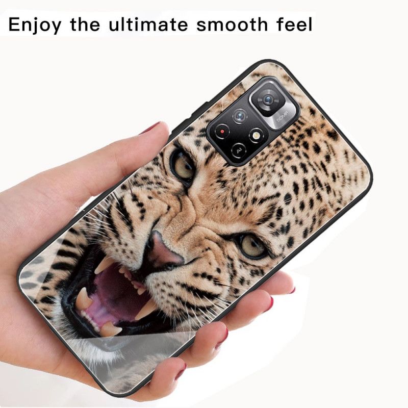 Cover Hoesje Xiaomi Redmi Note 11 / Poco M4 Pro 5g Telefoonhoesje Leopard Gehard Glas