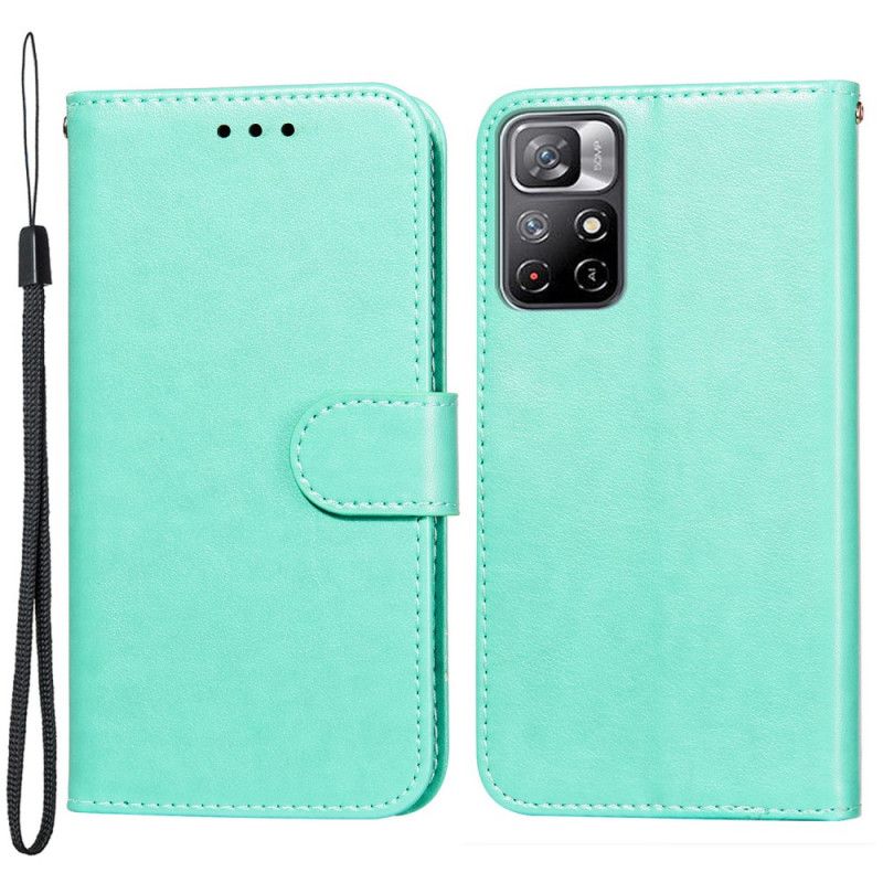 Flip Case Leren Xiaomi Redmi Note 11 / Poco M4 Pro 5g Effen Kleur Serie Strappy