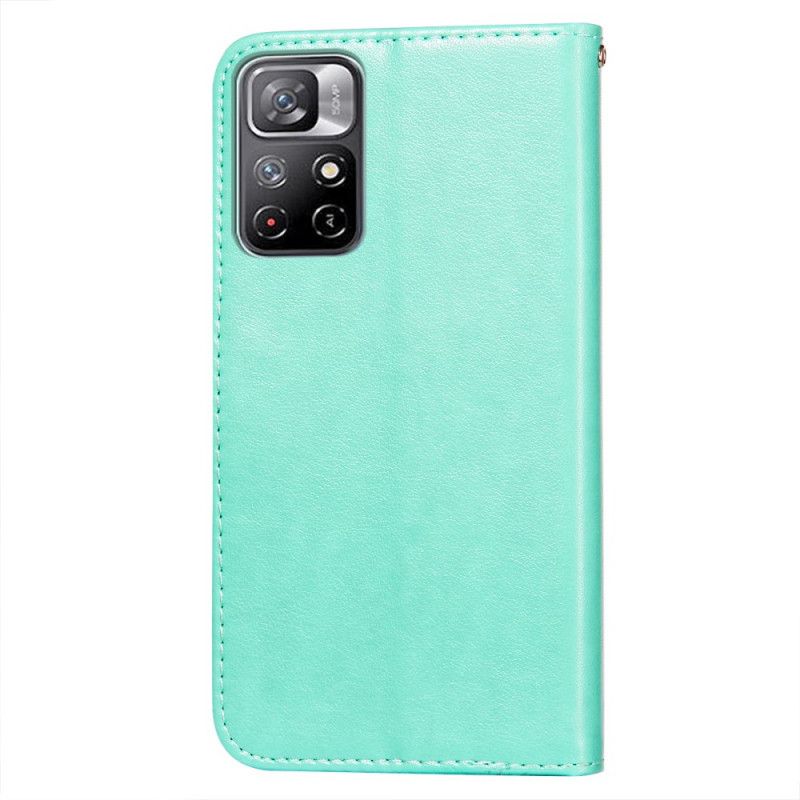 Flip Case Leren Xiaomi Redmi Note 11 / Poco M4 Pro 5g Effen Kleur Serie Strappy