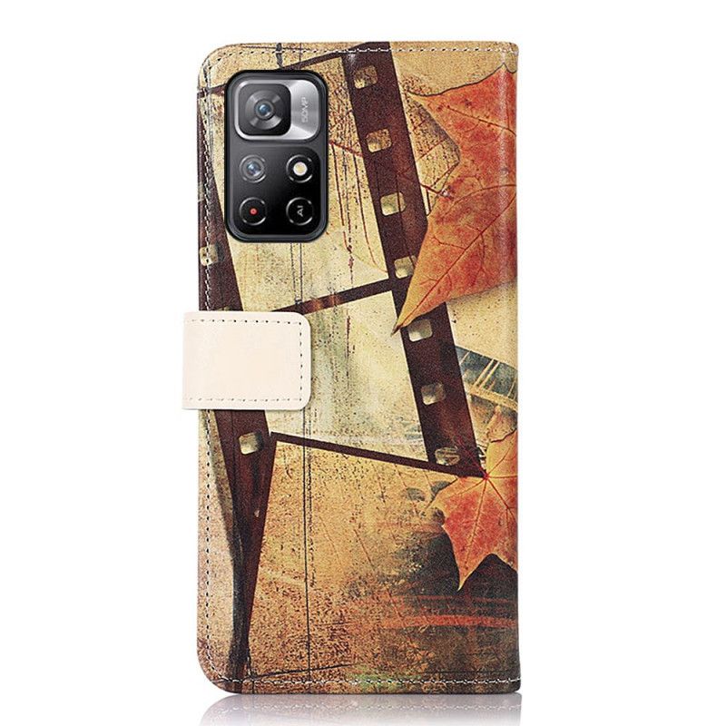 Flip Case Leren Xiaomi Redmi Note 11 / Poco M4 Pro 5g Eiffeltoren In De Herfst