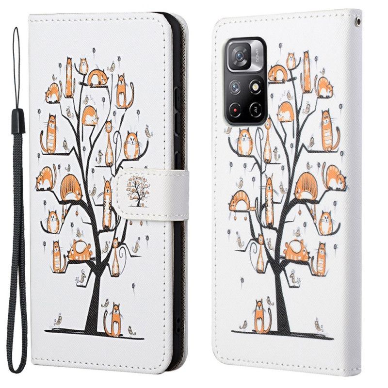 Flip Case Leren Xiaomi Redmi Note 11 / Poco M4 Pro 5g Funky Cats Strappy