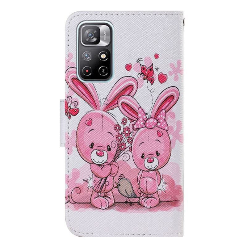 Flip Case Leren Xiaomi Redmi Note 11 / Poco M4 Pro 5g Konijnen