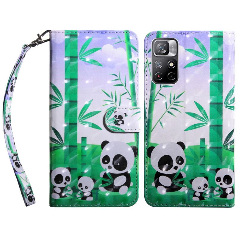 Flip Case Leren Xiaomi Redmi Note 11 / Poco M4 Pro 5g Lichtvlek Panda's