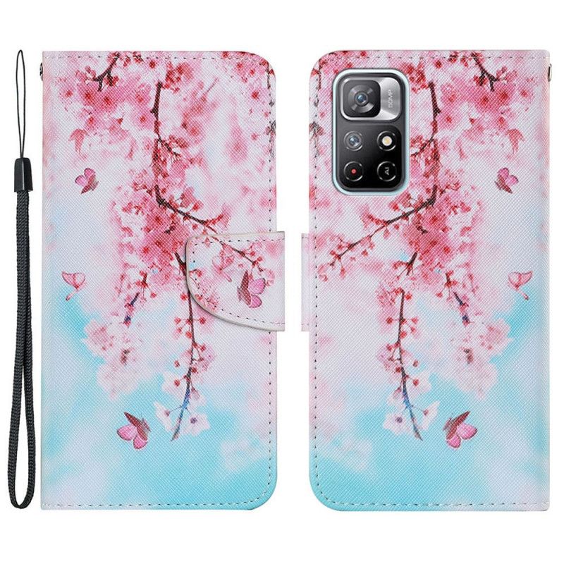 Flip Case Leren Xiaomi Redmi Note 11 / Poco M4 Pro 5g Rode String Takken