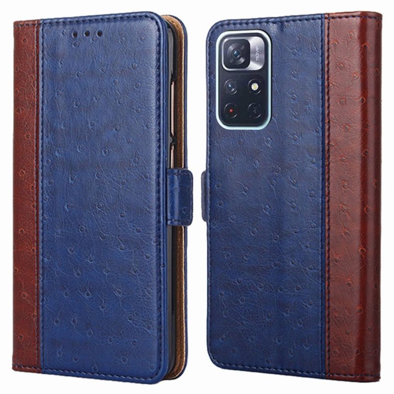 Flip Case Leren Xiaomi Redmi Note 11 / Poco M4 Pro 5g Struisvogel Huidtextuur