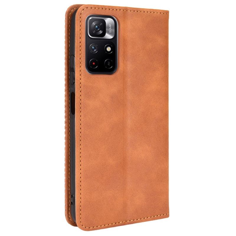 Folio-hoesje Xiaomi Redmi Note 11 / Poco M4 Pro 5g Gestileerd Vintage Leereffect Bescherming Hoesje