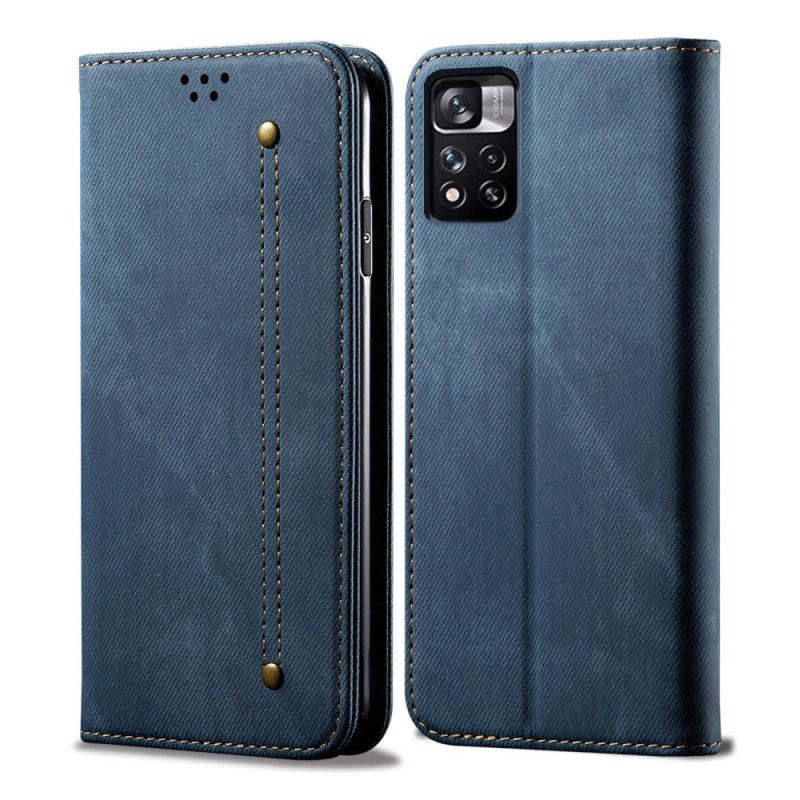 Folio-hoesje Xiaomi Redmi Note 11 / Poco M4 Pro 5g Telefoonhoesje Denim Stof