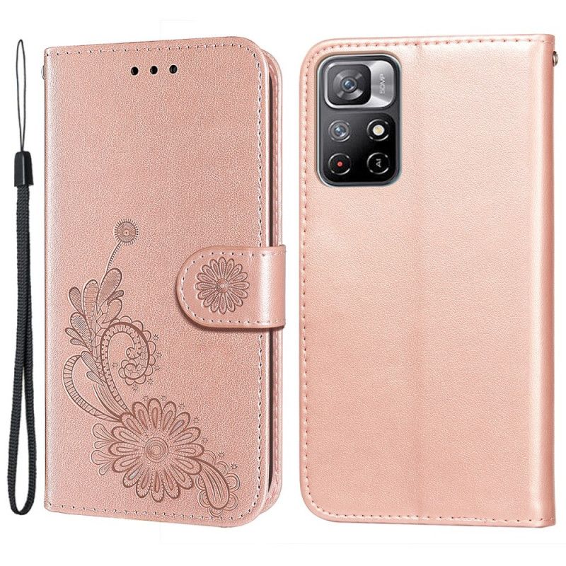 Folio-hoesje Xiaomi Redmi Note 11 / Poco M4 Pro 5g Telefoonhoesje Kant En Lotus Strappy