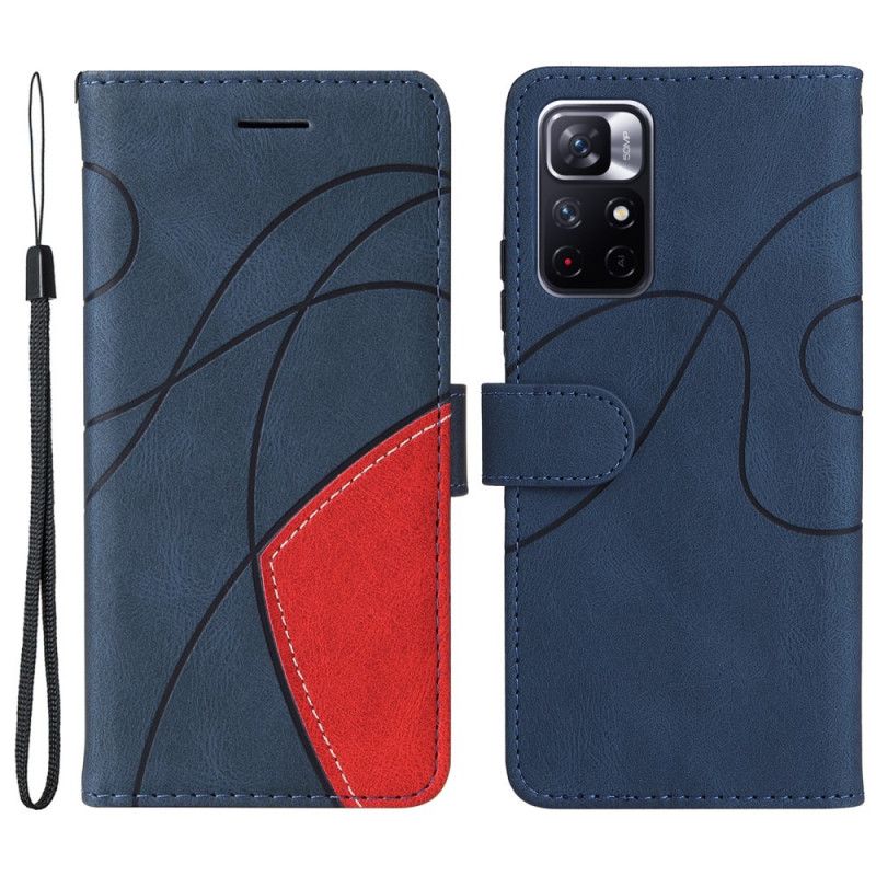 Folio-hoesje Xiaomi Redmi Note 11 / Poco M4 Pro 5g Telefoonhoesje Signature Tweekleurig Kunstleer