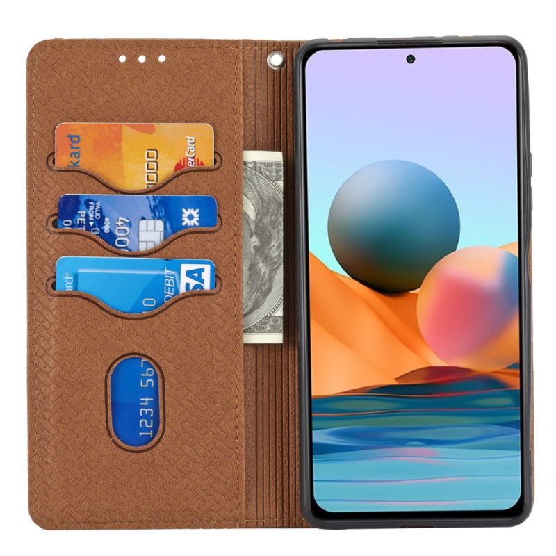 Folio-hoesje Xiaomi Redmi Note 11 / Poco M4 Pro 5g Telefoonhoesje Stijl Geweven Lederen Band