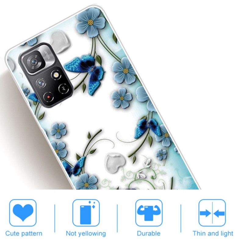 Hoesje Voor Xiaomi Redmi Note 11 / Poco M4 Pro 5g Retro Vlinders En Bloemen