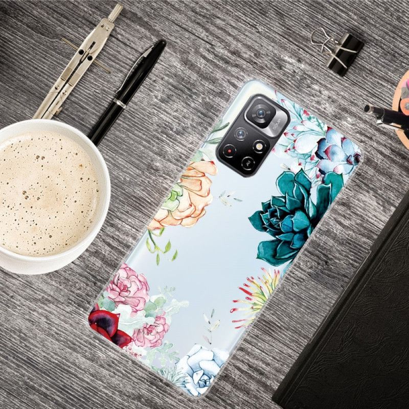 Hoesje Xiaomi Redmi Note 11 / Poco M4 Pro 5g Aquarel Bloemen Bescherming Hoesje