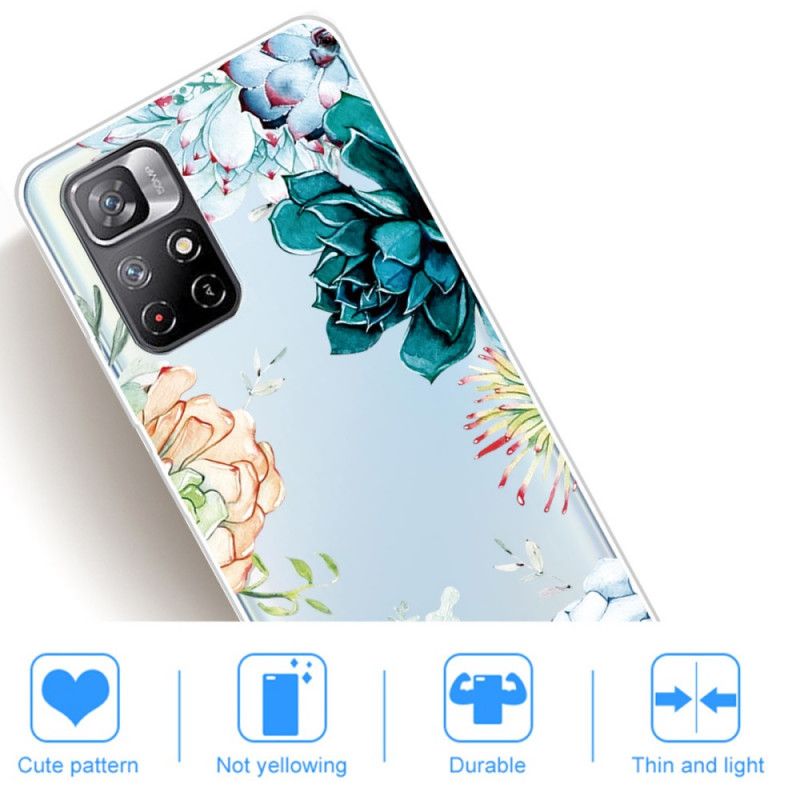 Hoesje Xiaomi Redmi Note 11 / Poco M4 Pro 5g Aquarel Bloemen Bescherming Hoesje