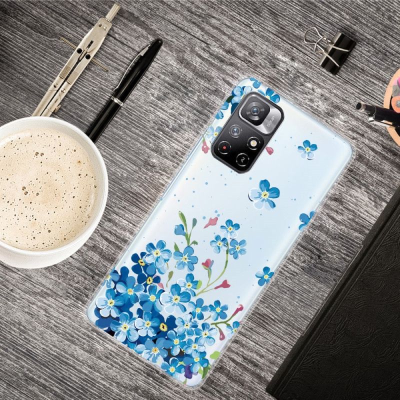 Hoesje Xiaomi Redmi Note 11 / Poco M4 Pro 5g Boeket Blauwe Bloemen Bescherming Hoesje