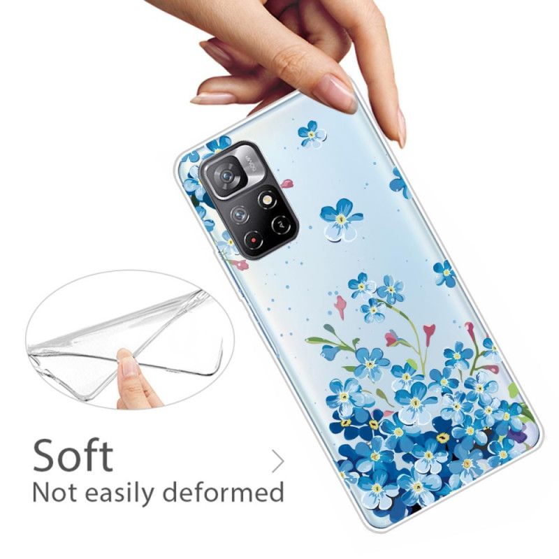 Hoesje Xiaomi Redmi Note 11 / Poco M4 Pro 5g Boeket Blauwe Bloemen Bescherming Hoesje