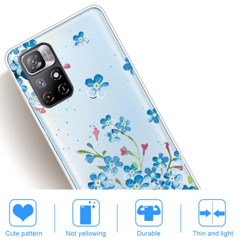 Hoesje Xiaomi Redmi Note 11 / Poco M4 Pro 5g Boeket Blauwe Bloemen Bescherming Hoesje