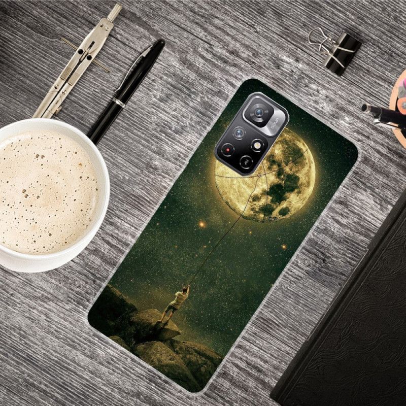 Hoesje Xiaomi Redmi Note 11 / Poco M4 Pro 5g Flexibele Man In De Maan Bescherming Hoesje