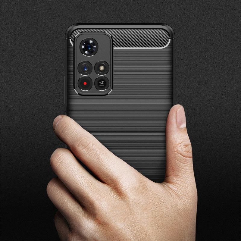Hoesje Xiaomi Redmi Note 11 / Poco M4 Pro 5g Geborstelde Koolstofvezel Bescherming Hoesje