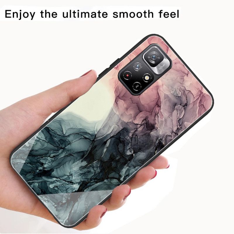 Hoesje Xiaomi Redmi Note 11 / Poco M4 Pro 5g Marmer Gehard Glas Bescherming Hoesje