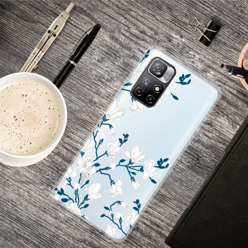 Hoesje Xiaomi Redmi Note 11 / Poco M4 Pro 5g Witte Bloemen