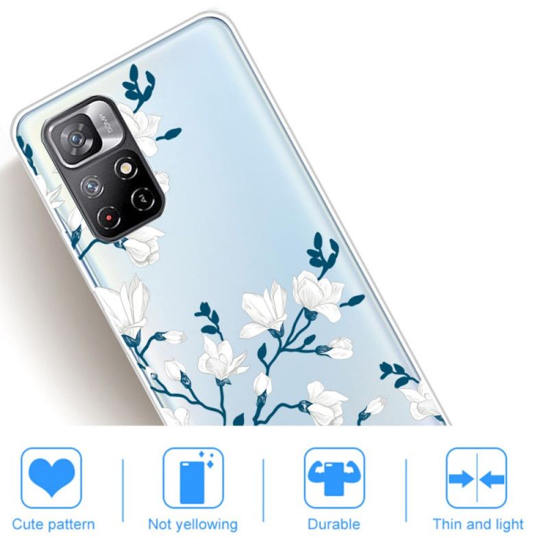 Hoesje Xiaomi Redmi Note 11 / Poco M4 Pro 5g Witte Bloemen