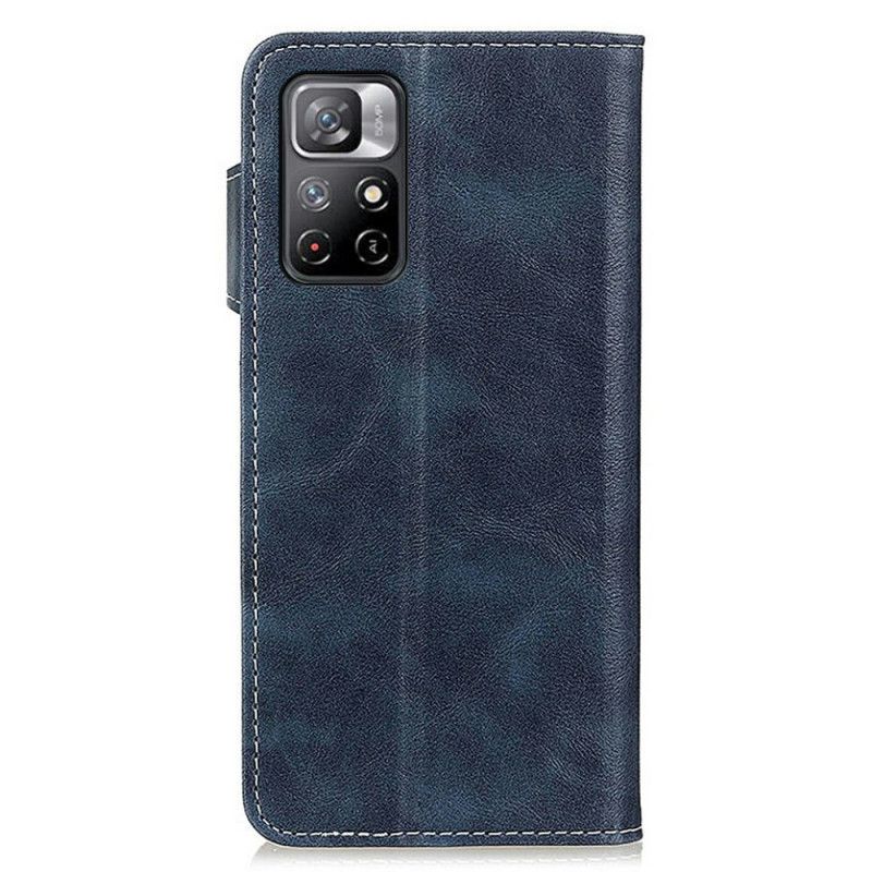 Leren Hoesje Voor Xiaomi Redmi Note 11 / Poco M4 Pro 5g Artistieke Naaiknop