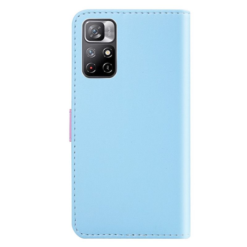 Leren Hoesje Voor Xiaomi Redmi Note 11 / Poco M4 Pro 5g Driekleurig Leereffect