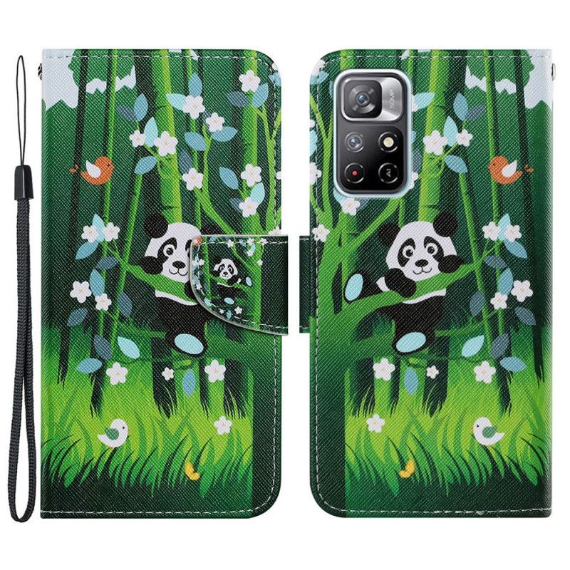 Leren Hoesje Voor Xiaomi Redmi Note 11 / Poco M4 Pro 5g Panda Walk