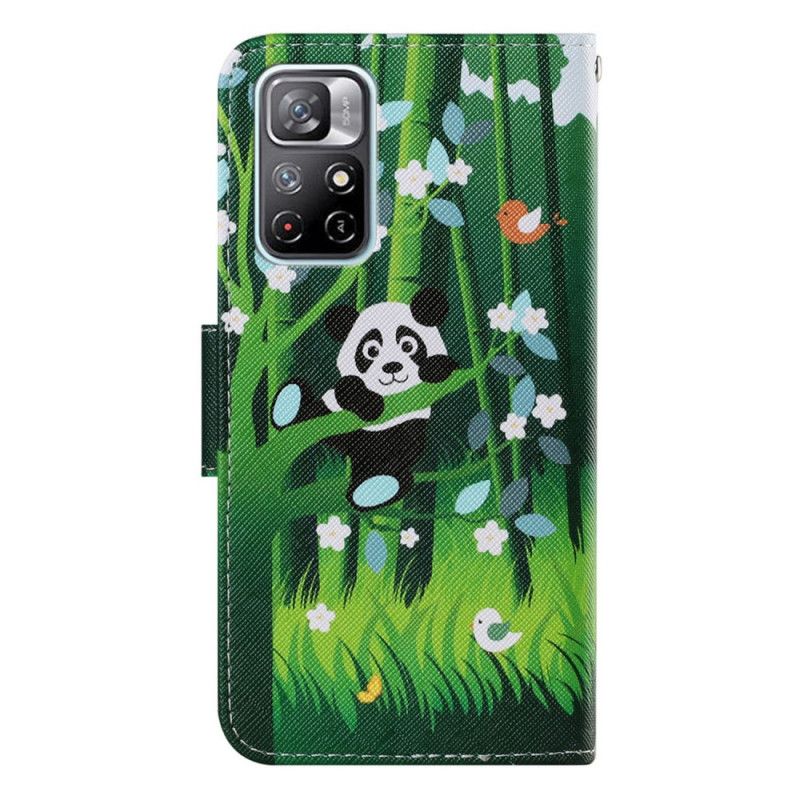 Leren Hoesje Voor Xiaomi Redmi Note 11 / Poco M4 Pro 5g Panda Walk