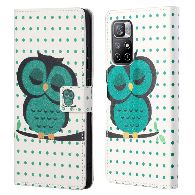 Leren Hoesje Voor Xiaomi Redmi Note 11 / Poco M4 Pro 5g Slapende Uil