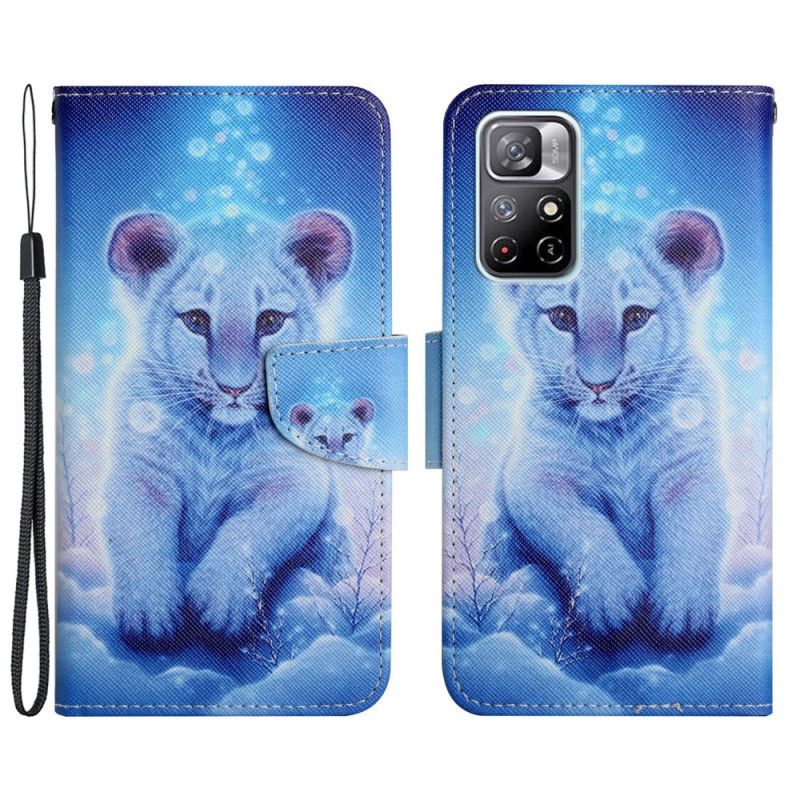 Leren Hoesje Voor Xiaomi Redmi Note 11 / Poco M4 Pro 5g Sneeuwtijger