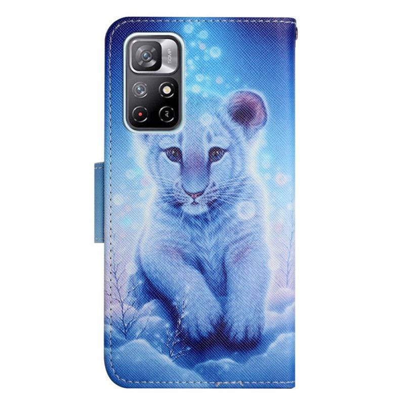 Leren Hoesje Voor Xiaomi Redmi Note 11 / Poco M4 Pro 5g Sneeuwtijger