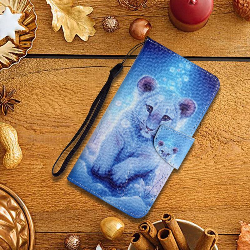 Leren Hoesje Voor Xiaomi Redmi Note 11 / Poco M4 Pro 5g Sneeuwtijger