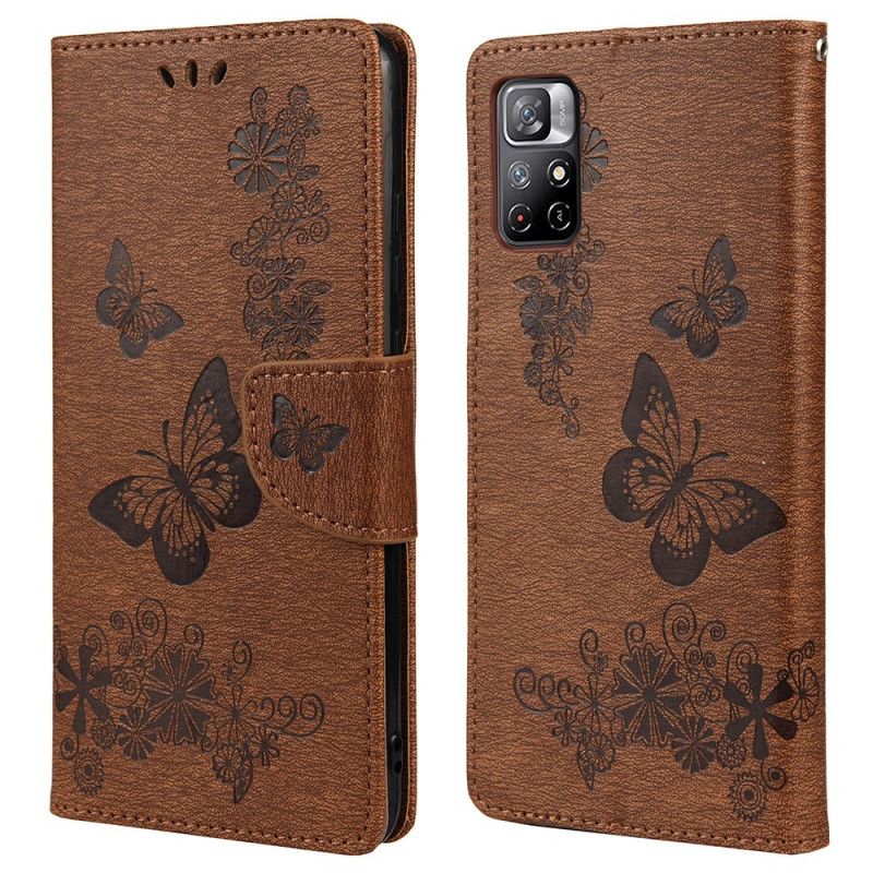 Leren Hoesje Voor Xiaomi Redmi Note 11 / Poco M4 Pro 5g Splendid Strap Vlinders