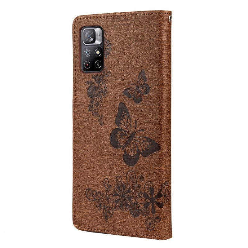 Leren Hoesje Voor Xiaomi Redmi Note 11 / Poco M4 Pro 5g Splendid Strap Vlinders