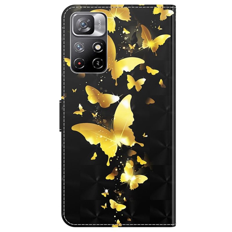 Leren Hoesje Xiaomi Redmi Note 11 / Poco M4 Pro 5g Gele Vlinders Bescherming Hoesje