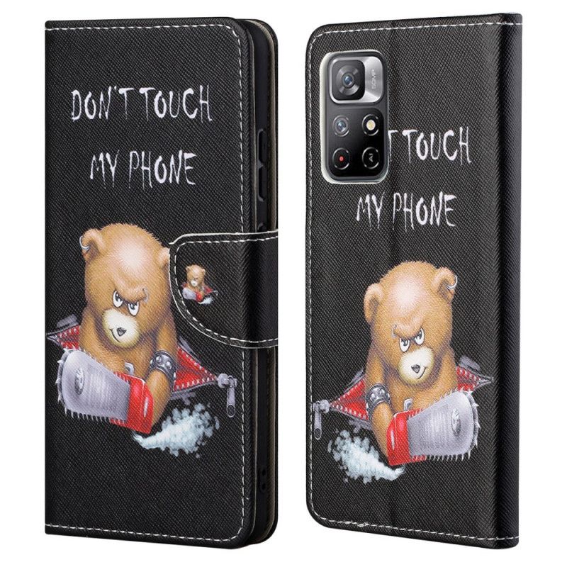 Leren Hoesje Xiaomi Redmi Note 11 / Poco M4 Pro 5g Gevaarlijke Beer Bescherming Hoesje