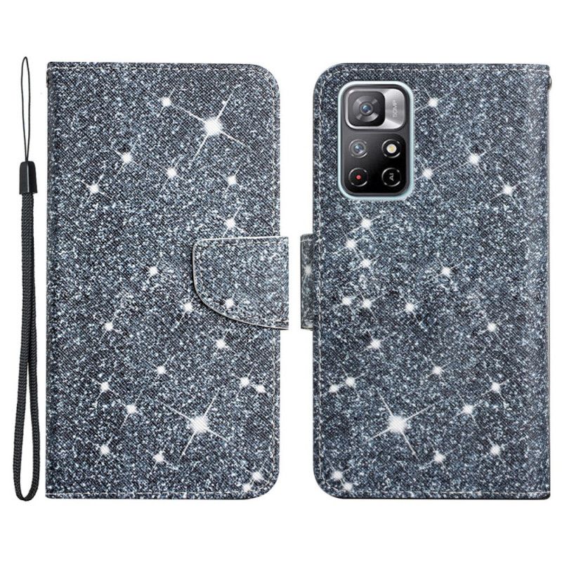 Leren Hoesje Xiaomi Redmi Note 11 / Poco M4 Pro 5g Glitterbandje