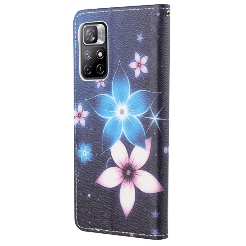 Leren Hoesje Xiaomi Redmi Note 11 / Poco M4 Pro 5g Lunar Strappy Flowers Bescherming Hoesje