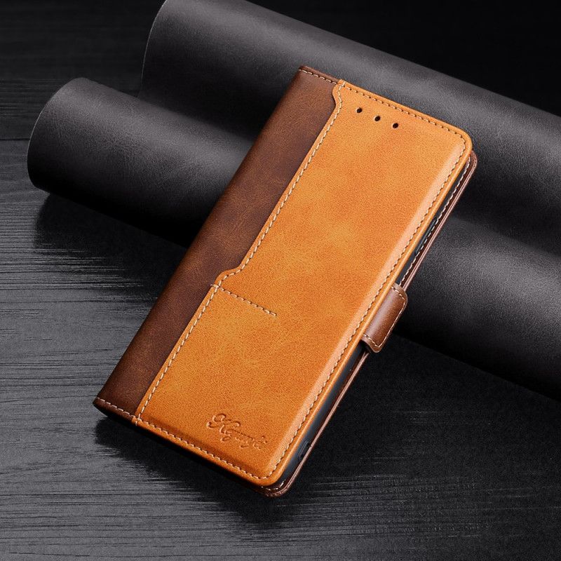 Leren Hoesje Xiaomi Redmi Note 11 / Poco M4 Pro 5g Tweekleurige Lederen Stijl