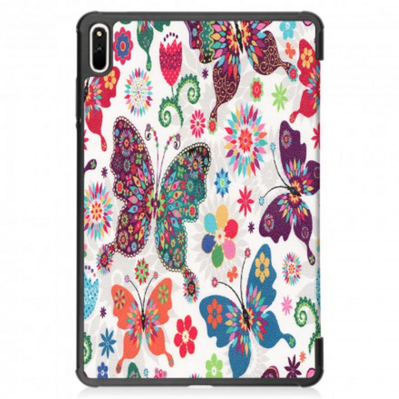 Smart Case Huawei Matepad 11 (2021) Retro Vlinders En Bloemen