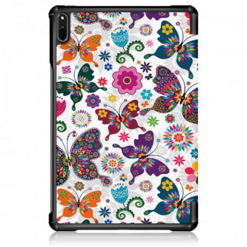 Smart Case Huawei Matepad 11 (2021) Versterkte Retro Vlinders En Bloemen