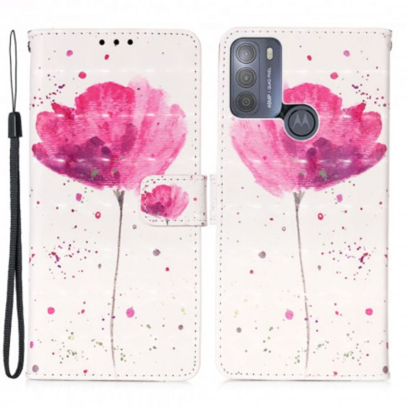 Flip Case Leren Moto G50 Poppy Aquarel