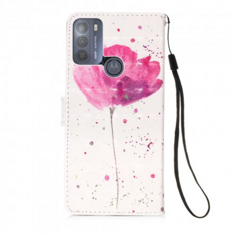 Flip Case Leren Moto G50 Poppy Aquarel