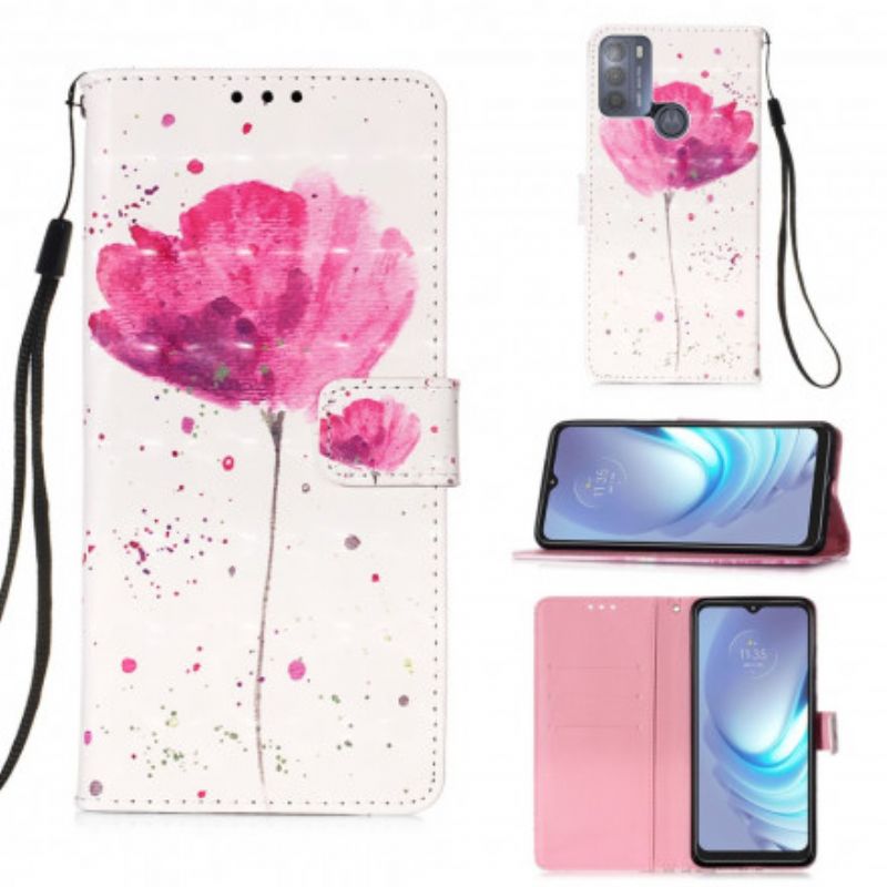 Flip Case Leren Moto G50 Poppy Aquarel