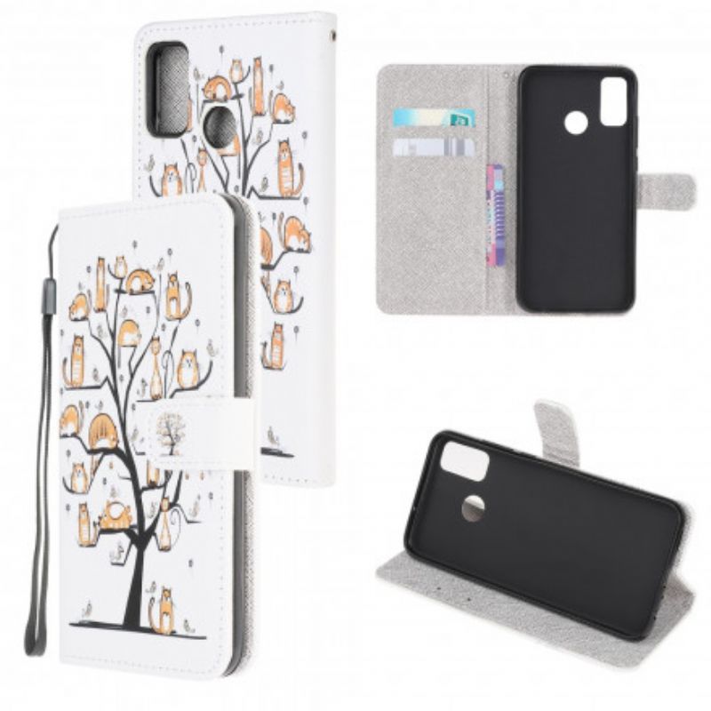 Leren Hoesje Moto G50 Funky Cats Strappy